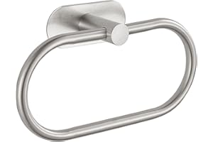 Eolax Towel Bar/Bath Towel Ring, Self Adhesive Hand Towel Ring for Bathroom, Stainless Steel Sticky Hand Towel Holder, No Drilling Modern Round Towel Hanger Wall Mounted (Brushed Nickel)
