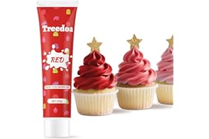 TREEDOA Food Colouring Gel Tube,Highly Concentrated Professional-Grade Gel,Edible Ingredients,Easy to Use,Vibrant Colour Food Dye for Cake Decorating,Baking,Easter Egg,Icing,Fondant,Cookies,Slime - Red 20g