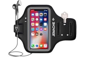 JEMACHE iPhone 15 Pro, 14 Pro, 13 Pro Armband, Gym Laufen Übung Workouts Arm Band für iPhone 15/14/13/12/11 Pro mit Karte Halter (Schwarz)