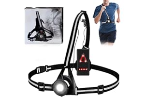 mizikuu Lampe Course a Pied Rechargeable, 2000mAh Lumiere Pectorale Running USB 350 Lumens Eclairage de Poitrine 3 Modes avec Bandes Réfléchissantes LED Réglable à 90° pour Jogging Promenade