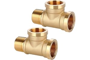 BEATIFIC Raccord en T en laiton de 1/2 pouce DN15 - 2 pièces Raccord fileté IGxIGxAG Raccord d'eau à 90°, convient pour l'eau potable