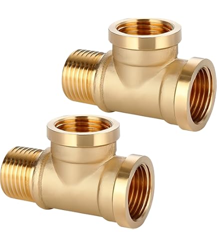 Raccord En T Laiton 1/2" - 90° IG/IG/AG - Lot De 2 - Pour Eau Potable Et Chauffage