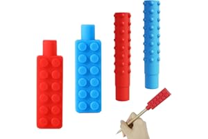 Kryzulax Chew Pencil,Set di 4 collane da masticare in silicone con massaggiagengive masticabili, asta masticabile in silicone, giocattolo masticabile,per ragazzi, ragazze, bambini con autismo, ADHD