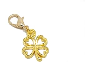 JewelleryJoy Lucky Clover Hollow Gold Plated Clip On Charms Pendants in Organza Gift Bag