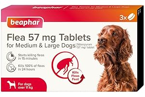 Beaphar - Flea Tablets for Medium/Large Dogs (11.1-57kg) - 3 treatment pack Rapid Knock Down of Fleas STARTS KILLING FLEAS IN 15 MINUTES Kills 100% of Fleas within 24hrs - For Dogs from 4 Weeks Old