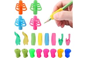 NOVSTUF 20 Manchons Aide Écriture, Guide Doigt Ergonomique Enfant Adulte Aide Correction Posture Préhension Confortable Antidérapante Grips pour Crayons Stylos