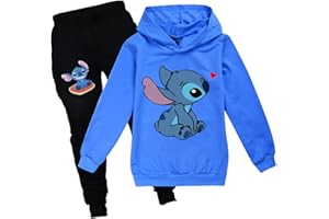 CKCKTZ Enfants Filles Stit-chs Sweat à Capuche Survêtements Set Cartoon À Capuche Hauts Et Pantalons Jogging Set