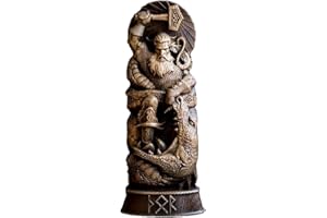FIYSON Norse Mythology Decor Statue,Odin,Thor,Resin Viking Mythology Figurines for Home Table Gifts Applicable to Wine Cabinet and Bookshelf,Viking God Worship Altar Shrine Sculpture Home Decor (Thor)