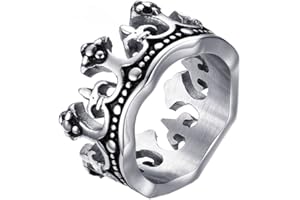 HIJONES Hommes Femmes Acier Inoxydable Couronne Mariage de Bague