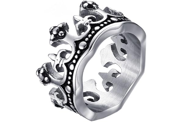 HIJONES Hommes Femmes Acier Inoxydable Couronne Mariage de Bague