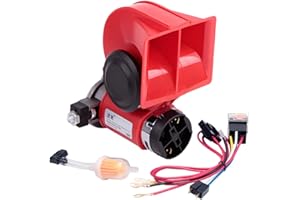 FARBIN Klaxon compact Air avec compresseur - 12 V - 150 dB - Super Loud - Kit de cornes pour camion (12 V, rouge)