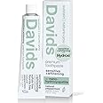 Davids Nano Hydroxyapatite Natural Toothpaste, Sensitive, Whitening, Enamel Health, Fluoride Free, SLS Free, Peppermint, 5.25 oz Metal Tube, Tube Roller Included