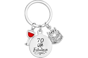 MADHAHEFU Birthday Gifts Live Laugh Love Birthday Keychains for Women Girls Inspirational Gifts for Friends Female (70th Birthday)