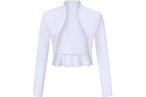 Clearlove Damen Bolero Langarm Schulterjacke Open Front Festlich Blazer（Verpackung MEHRWEG）