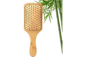 HISDRICUS Cepillo Bambu Pelo, Cepillo Pelo, Antiestático, Unisex, Para Cabello Largo y Grueso, Liso o Rizado - Diseño Anti-Frizz y Masaje en el Cuero Cabelludo（cuadrado）