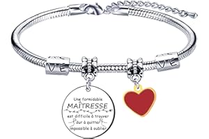 Lumengqi Cadeau Maitresse Bracelet Maîtresse Cadeau Maitresse d'école Cadeau Bracelet Femme Cadeau de fin d'année Scolaire Cadeau Maîtresse école