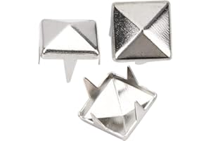 HZTYYIER 400 set di borchie a punta quadrata a ganasce, rivetti a punta in pelle fai-da-te borchie a punta quadrata rivetti borsa abbigliamento in pelle scarpe rivetto(6mm-Argento)