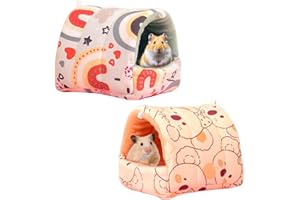 WIRZUL 2 Pezzi Accogliente casetta per criceti e porcellini d'India, Animali Stampate Con Cartoni Animati, Per Animali Domestici, Adatte Per Conigli Nani, Cincillà, Ricci E Altri Piccoli Animali