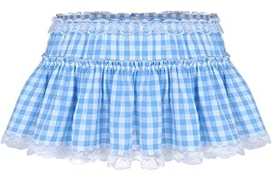 Nimiya Mens Sissy Lace Hem Pleated Mini Skirts Crossdressing Ruffle Micro Skirts Adult Briefs Underwear Skirts