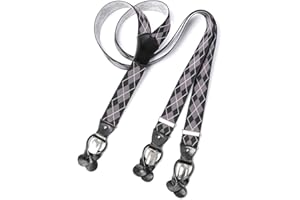 MR. M MR.M Bretelle uomo– 3 clips con asole incrocio Y– Regolabili fino a 195cm- Finiture vera pelle…