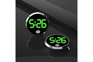 LIUZHIPENG 1 Pcs Automotive Stick Clock, Small Digital Clock for Dashboard, Touch Control Car Mounted Screen Digital Clock, Mini Luminous Car Dashboard Round Air Vent Stick-On Clocks Watch