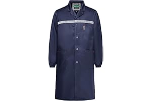 Yukirtiq Camici da Lavoro Uomo Officina Camice Blu Magazzino Camici da Laboratorio Falegnameria Giacca e Divise Camice