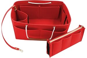 Heavyoff Organisateur de Sac à Main en Feutre, Sac de Rangement Intérieur Bag in Bag pour Femmes avec Sac à Fermeture éclaire Rouge