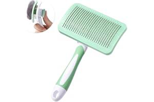 Vinabo Haustier Hundebürste Katzenbürste, Bürsten, Selbstreinigend Zupfbürste Entfernt Unterwolle Kurz bis Langhaar Geeignet Sanfte, hellgrün