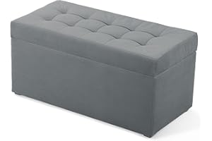 MG Design Polsterhocker 45 x 90 cm Grau mit Stauraum (ca. 100 L), bis 300 kg belastbar, ohne Montage & leicht zu reinigen, angenehm matt mit feiner Struktur – für Wohnzimmer, Schlafzimmer & Flur