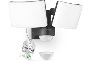 Oktaplex Lighting Spot LED avec détecteur de mouvement extérieur Cali Dos Motion - IP65 - Deux têtes 40 W 3000 K - Blanc chaud - Projecteur extérieur anthracite avec fonction maître