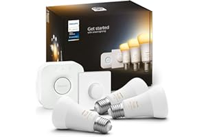 ‎PHILIPS HUE Philips Hue White Ambiance E27 3er Starter Set inkl. Smart Button, dimmbar, alle Weißschattierungen, steuerbar via App, kompatibel mit Amazon Alexa (Echo, Echo Dot)