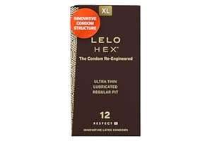 LELO HEX Original Ultra Thin Condoms with Increased Strength, Male Condom, Lubricated Condoms for Men, 2.12-Inch/54 mm Diameter (12 Pack)
