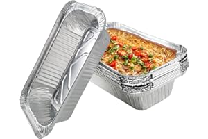 VFFNFF 50 Piezas Aluminio Bandejas Barbacoa,Bandejas Aluminio Desechables,Bandejas de Goteo Aluminio,Usado para Barbacoa,Pastel,Fruta,Picnic,Campamento,Plato de Caída/Aluminio de las Playas (650ML)