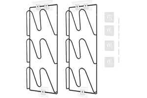 Aisny Soporte Autoadhesivo de Metal para Tapa de Olla y Sartén - 3 Ranuras, 2 Piezas, Organizador para Pared de Puerta de Armario