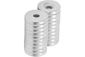 Oumefar 20 Sztuk Neodymowe Magnesy Tarczowe, 15 X 3mm Magnesy Ziem Rzadkich Mocne Małe Okrągłe Magnesy z Otworem z Otworem na szafkę, Przechowywanie Narzędzi, Rękodzieło