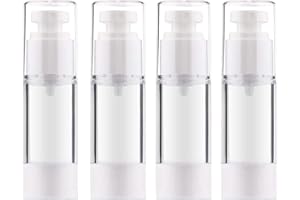 Yalbdopo 4Pcs Airless Pump Bottle | Refillable Empty Clear Travel Lotion Pump Containers/Vacuum Press Pump Bottles for Foundation, Essence, Lotion