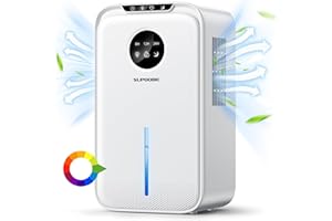 Deumidificatore Casa Muffa SUPOOBE Deumidificatore Portatile Bagno 2.2L Sonno Silenzioso Timing 8/12/24H Luci LED 7 colori Spegnimento Automatico,Per la Casa,Bagno,Cabina Armadio,RV