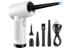 AUTBYE 3-in-1 Elektrische Staubgebläse Druckluft, Tastatur Reinigung, Air Duster Luftdruckspray mit LED-Licht, Tastatur Reinigung Druckluft Luftspray für Laptop, Sofa, Auto,Bürogeräte