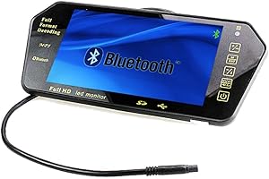 PolarLander 7" 16: 9 LCD de Pantalla Ancha de Coches retrovisor Espejo del Monitor del automóvil del Coche del Espejo retrovisor del Monitor de exhibición Soporte Bluetooth Manos Libres para Hablar