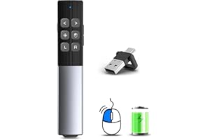 VOVIGGOL All Metal Shell Powerpoint Clicker with Air Mouse, USB Type C Wireless Presenter Remote Presentation Clicker for PowerPoint, Rechargeable Slide Pointer Presenter for Keynote/PPT/Mac/PC/Laptop Office