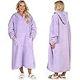 Sienna Extra Long Oversized Blanket Hoodie, Ultra Soft Wearable Throw with Pockets Sleeves Soft Sherpa Fleece Hooded Blanket Giant Sweatshirt