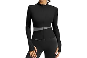 ATRACTIVOLL Giacca Sportiva Donna Traspirante Leggera Giacca da Corsa Zip a Maniche Lunghe Slim Fit Elasticizzato Morbido con Fori per i Pollici Corsa Palestra Fitness Allenamento