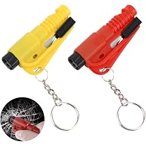 Porte-Clé Sécurité VEGCOO 3 En 1 - Brise-Vitre, Coupe-Ceinture, Sifflet - Lot De 4