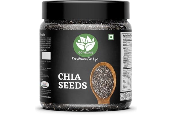 Go Vegan Premium Raw Chia Seeds Jar Pack Omega 3 and Fibe Seeds Rich in Calcium, Protein & Fibre (1 Kg)