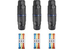 Dealikee 3PCS IP68 Waterproof Junction Box, Outdoor 3 Way Electrical Cable Connector, Replaceable Lever Wire Connectors for AWG 28-12, Quick Screwless Installation