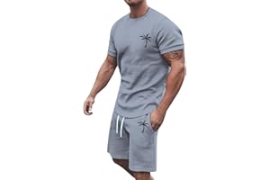 Fulidngzg Completo Uomo Sportivo 2 Pezzi Estivi Corti Larghi Tuta Estiva Elegante Casual Tute da Ginnastica T Shirt Manica Corta Maglietta + Pantaloncini Set Leggera Cotone Completi Sportivi