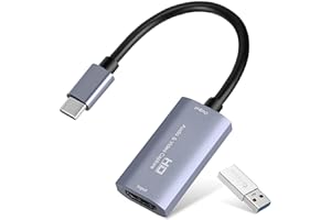 Guermok Video Capture Card, 4K USB 3.0 HDMI to USB C Audio Capture Card, 1080P60/ 2K 30FPS Capture, HDMI Grabber for Gaming Live Streaming, Compatible with Switch 2 Pad PC Mac OS System us
