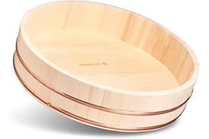 Reishunger miska drewniana Hangiri (średnica 39 cm) - idealna do sushi i ryżu - dostępna w różnych rozmiarach