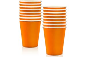MORAINJAY 16 stycken orange pappersmuggar, 250 ml papper orange festmugg dryckeskoppar, koppar för bröllop festtillbehör, mug