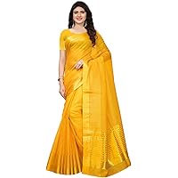 KANCHNAR Women's Kota Doria Cotton Silk Saree With Unstitched Blouse Piece